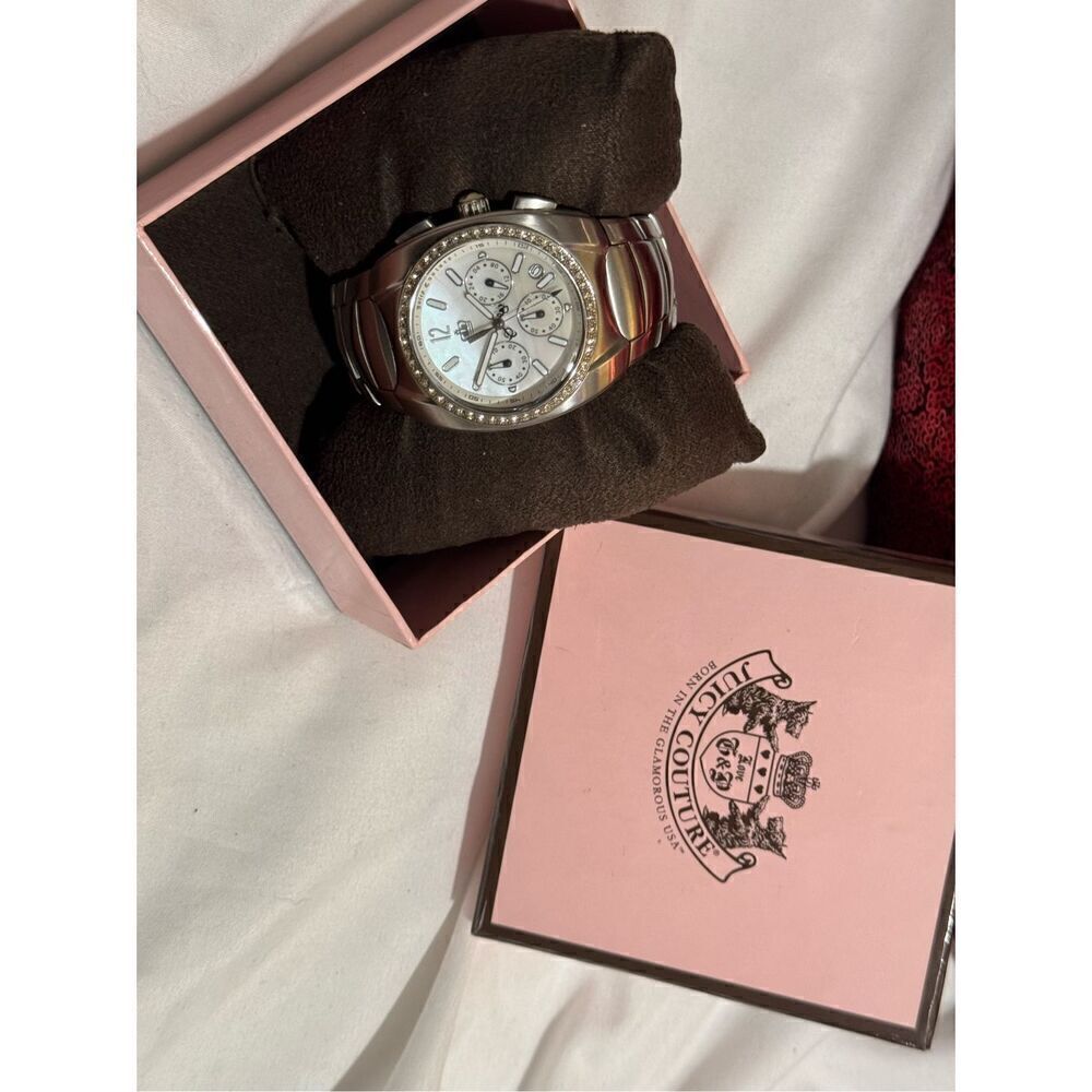 Vintage y2k OG Juicy Couture stainless steel band cronograph crown charm watch i